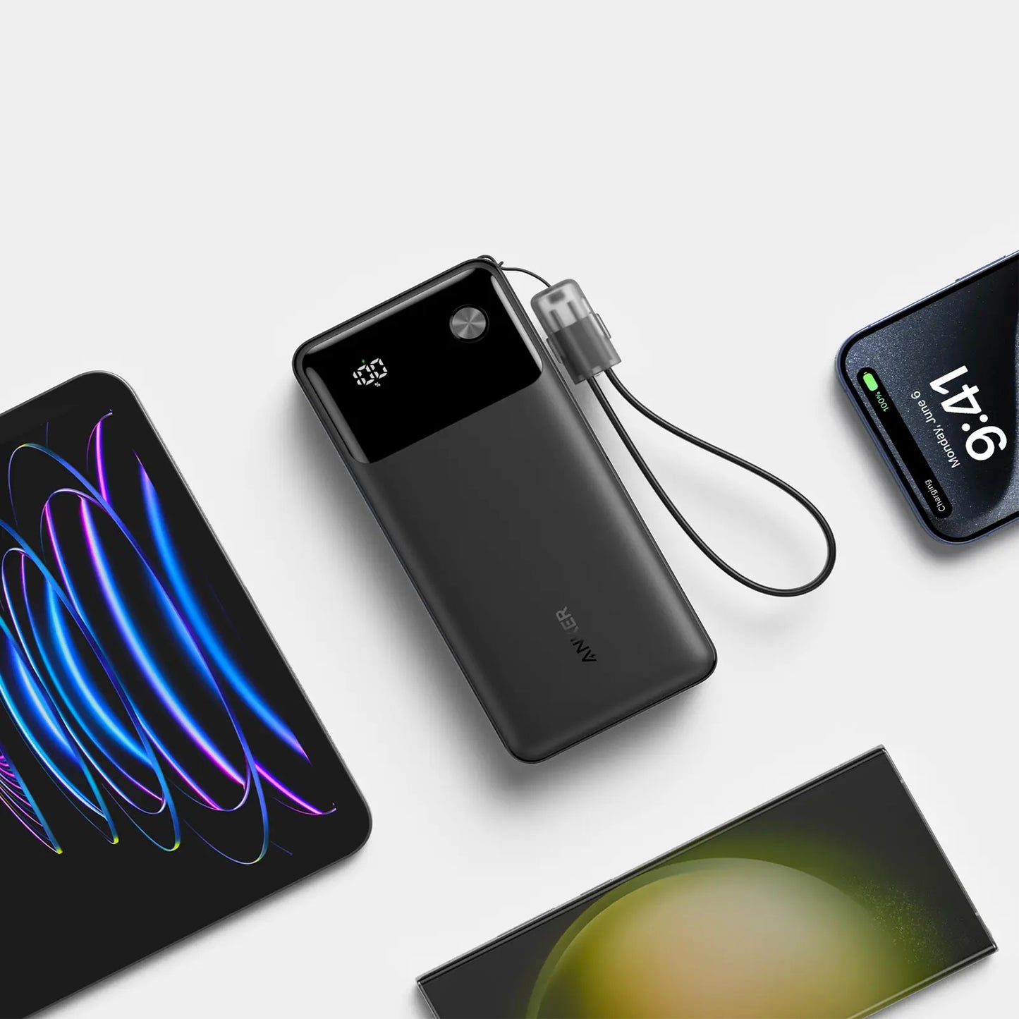 Anker Externer Akku, 20000 mAh, 30 W, QC + PD, 1 x USB-A – 2 x USB-C, Schwarz A1384G11