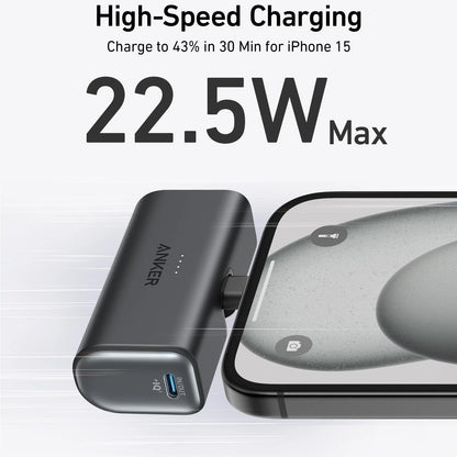 Externer Akku Anker Nano, 5000mAh, 22.5W, PD, 2 x USB-C, Schwarz A1653H11