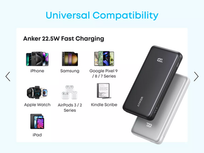 Externer Akku Anker Zolo, 10000mAh, 22.5W, QC + PD, 1 x USB-A - 2 x USB-C, Weiß A110DH21
