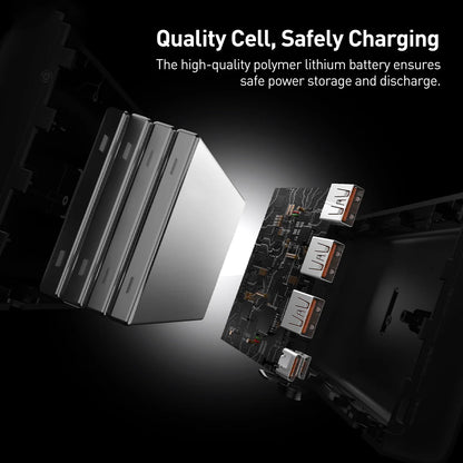 Externer Akku Baseus Adaman, 40000mAh, 22.5W, QC + PD, 1 x USB-C - 3 x USB-A, Schwarz