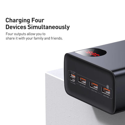 Externer Akku Baseus Adaman, 40000mAh, 22.5W, QC + PD, 1 x USB-C - 3 x USB-A, Schwarz