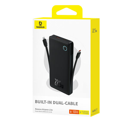 Externer Akku Baseus Airpow Lite, 10000mAh, 22.5W, QC + PD, 1 x Lightning - 1 x USB-A - 2 x USB-C, Schwarz P10067501123-00