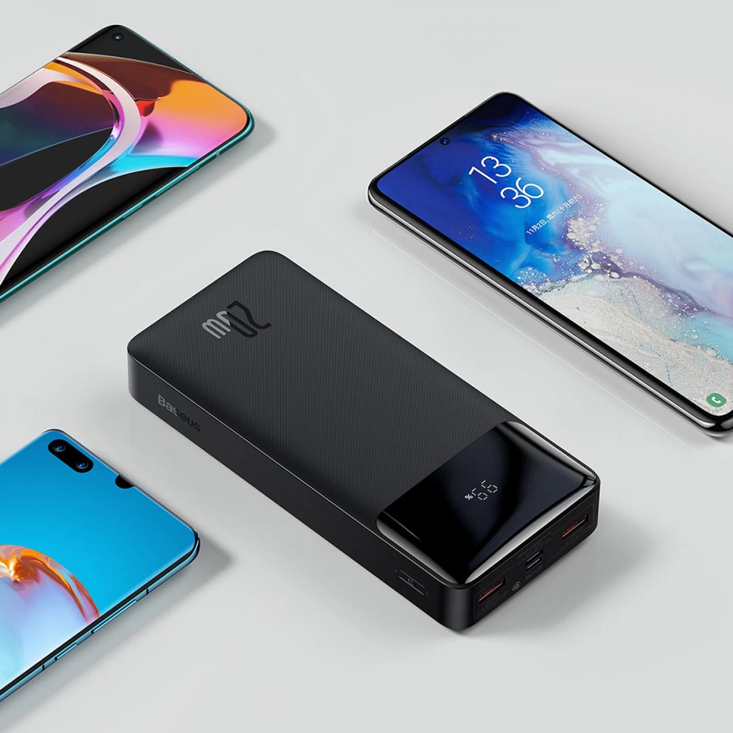 Externer Akku Baseus Bipow, 20000mAh, 20W, QC + PD, 1 x USB-C - 2 x USB-A, Schwarz PPBD050501