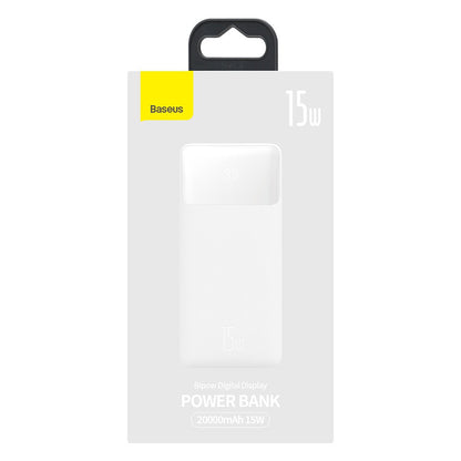 Baseus Bipow Externer Akku, 20000 mAh, 15 W, 1 x USB-C – 2 x USB-A, Weiß PPBD050102