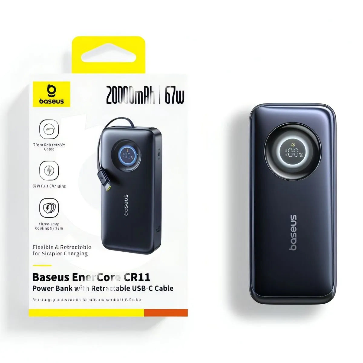 Externer Akku Baseus EnerCore CR11, 20000mAh, 67W, PD, 2 x USB-C, Schwarz E0027H00