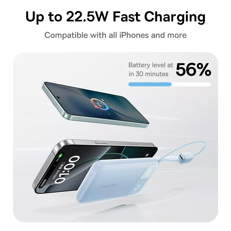 Externe Batterie Baseus EnerFill FC11, 10000mAh, 22,5W, QC + PD, 1 x Lightning - 1 x USB-A - 2 x USB-C, Schwarz E0027R04