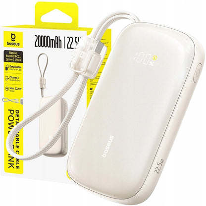Externer Akku Baseus EnerFill FC21 Qpow 3 Ultra, 10000mAh, 45W, QC + PD, 1 x USB-A - 1 x USB-C, Beige E0027Q01