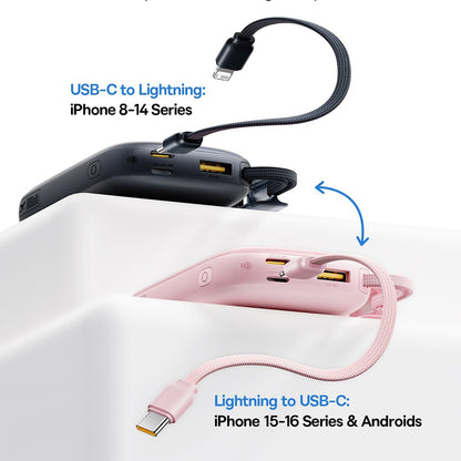 Externer Akku Baseus EnerFill FC21 Qpow 3 Ultra, 10000mAh, 45W, QC + PD, 1 x USB-A - 1 x USB-C, Rosa E0027Q02