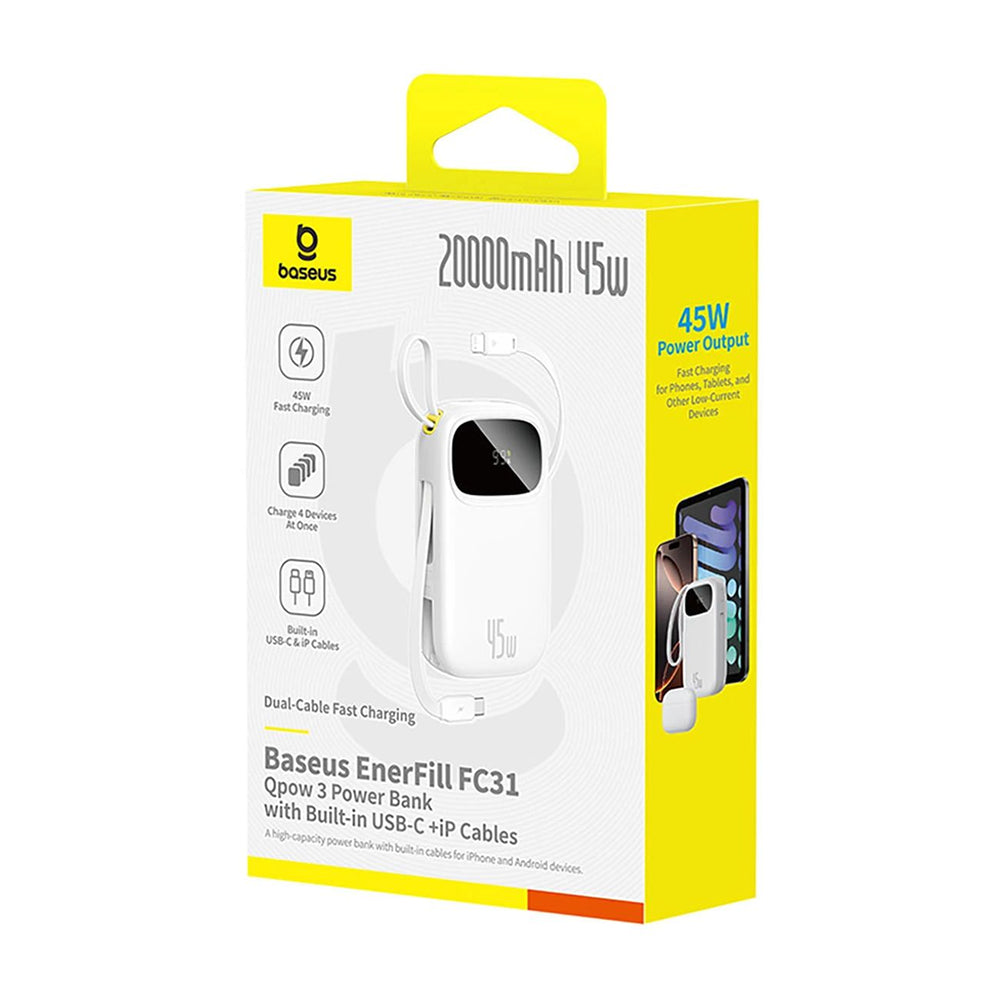 Externer Akku Baseus EnerFill FC31 Qpow 3, 20000mAh, 45W, QC + PD, 1 x Lightning - 1 x USB-A - 2 x USB-C, Lila E0028D02