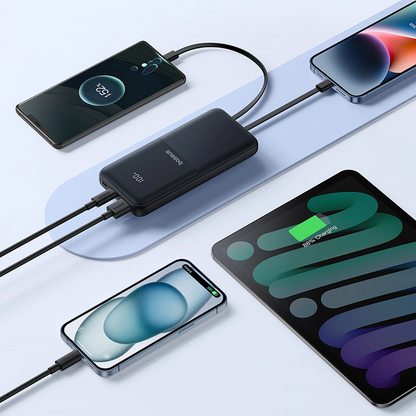 Externer Akku Baseus Lipow, 10000mAh, 22.5W, QC + PD, 1 x Lightning - 1 x USB-A - 2 x USB-C, Schwarz P10079101123-00