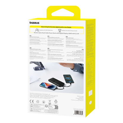 Externer Akku Baseus Lipow, 10000mAh, 22.5W, QC + PD, 1 x Lightning - 1 x USB-A - 2 x USB-C, Schwarz P10079101123-00