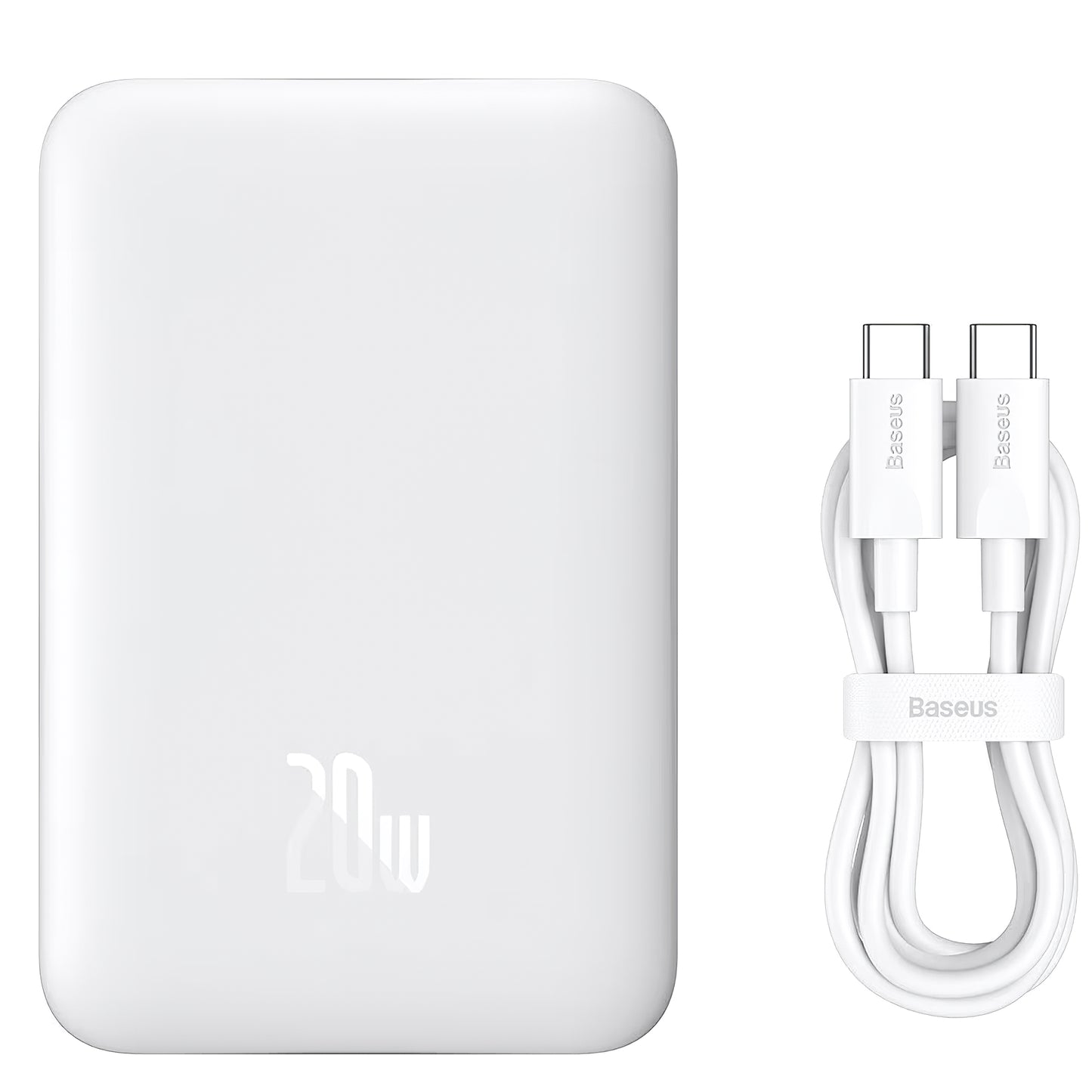 Baseus Magnetic Mini External Battery, 10000mAh, 20W, PD + FQI, 1 x USB-C, White P10059001223-00