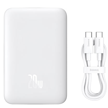 Baseus Magnetic Mini External Battery, 10000mAh, 20W, PD + FQI, 1 x USB-C, White P10059001223-00