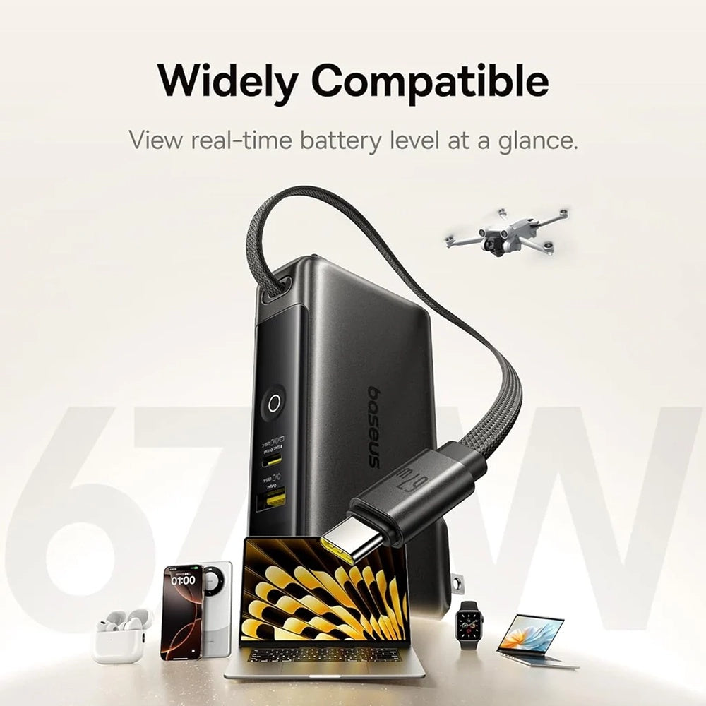 Externer Akku Baseus Nomos NT11 Omni US, 10000mAh, 67W, QC + PD, 1 x USB-A - 2 x USB-C, Schwarz P10078807123-00