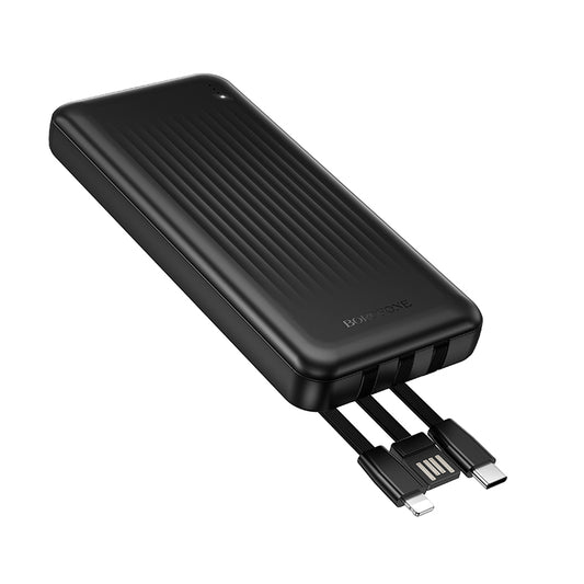 Externer Akku Borofone BJ79 Clever, 10000mAh, 10W, 1 x Lightning - 1 x USB-A - 1 x USB-C, Schwarz