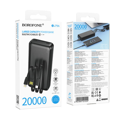 Externer Akku Borofone BJ79 Clever, 20000mAh, 10W, 1 x Lightning - 1 x USB-A - 1 x USB-C, Schwarz