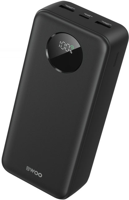Externer Akku BWOO BO-P64, 30000mAh, 22.5W, QC + PD, 1 x USB-C - 2 x USB-A, Schwarz