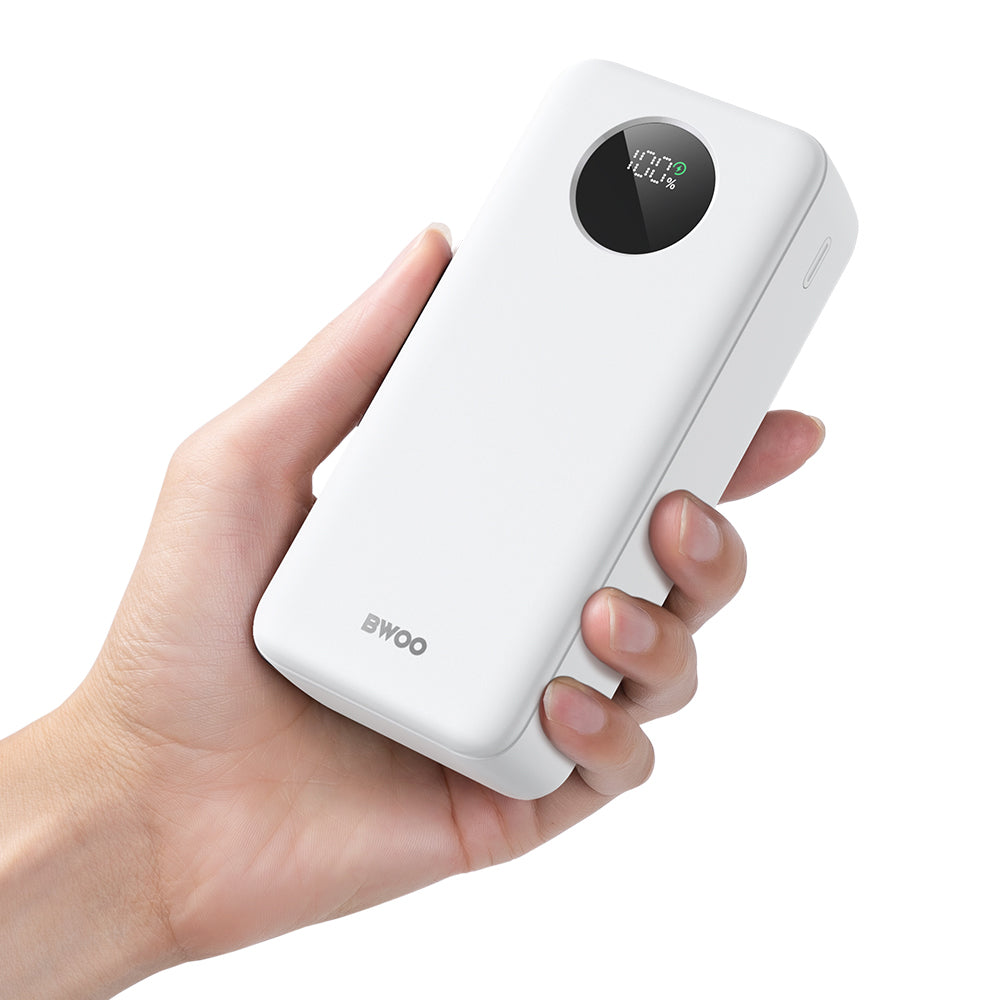 Externer Akku BWOO BO-P64, 30000mAh, 22.5W, QC + PD, 1 x USB-C - 2 x USB-A, Weiß
