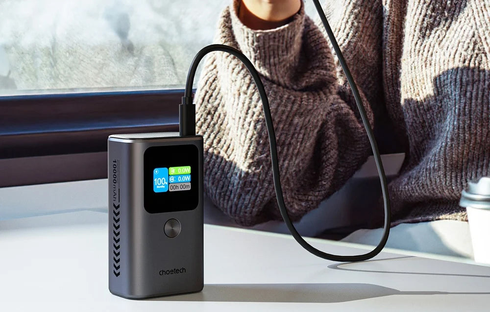 Externer Akku Choetech B701, 10000mAh, 30W, QC + PD, 1 x USB-A - 2 x USB-C, Schwarz