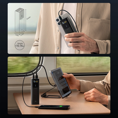 Cuktech External Battery, 10000mAh, 150W, QC + PD, 1 x USB-A - 1 x USB-C, Black CKPB100PGLBL