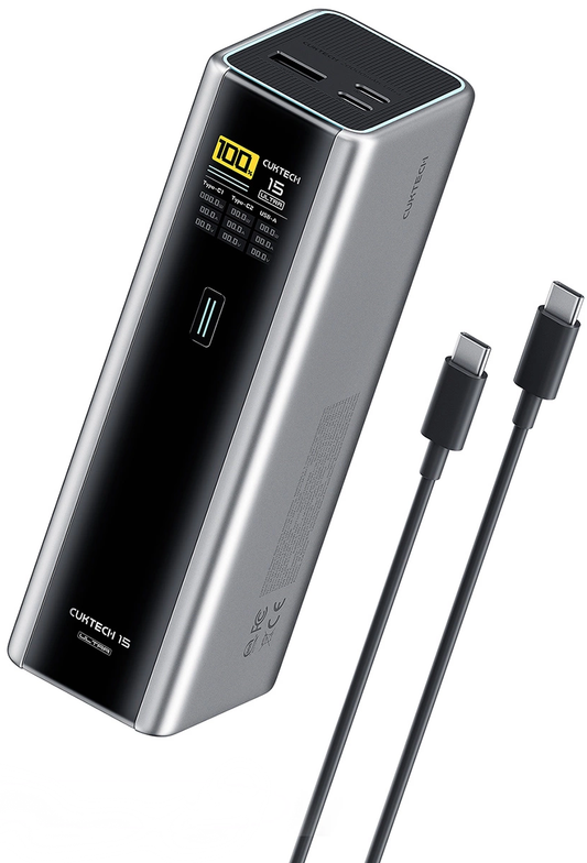Cuktech External Battery, 20000mAh, 210W, QC + PD, 1 x USB-A - 2 x USB-C, Gray CKPB200UGLGR