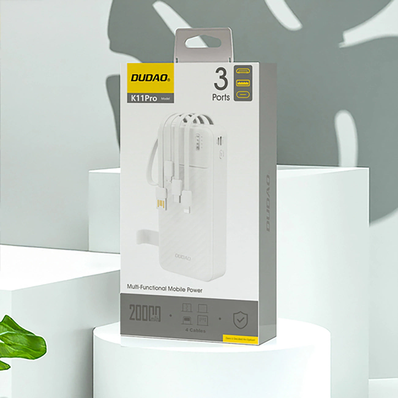 Externer Akku Dudao K11 Pro, 20000mAh, 10W, 1 x Lightning - 1 x microUSB - 1 x USB-A - 1 x USB-C, Weiß