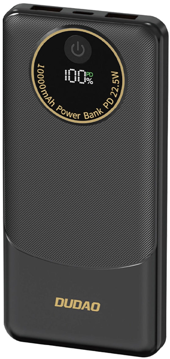 Externer Akku Dudao K12, 10000mAh, 22.5W, QC + PD, 1 x USB-C - 2 x USB-A, Schwarz
