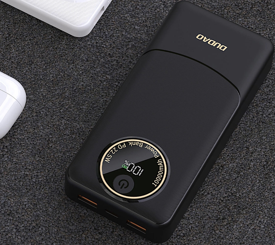 Externer Akku Dudao K12Pro, 20000mAh, 22.5W, QC + PD, 1 x USB-C - 2 x USB-A, Schwarz