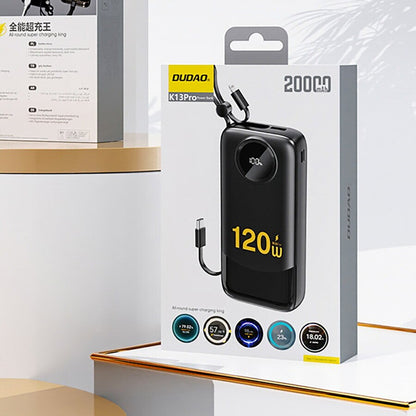 Externer Akku Dudao K13, 10000mAh, 22.5W, QC + PD, 1 x Lightning - 1 x USB-A - 2 x USB-C, Schwarz
