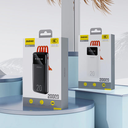 Externer Akku Dudao K6Pro+, 20000mAh, 10W, 1 x Lightning - 1 x microUSB - 1 x USB-A - 1 x USB-C, Schwarz