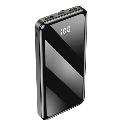 Forever TB-411 Externer Akku, 10000 mAh, 10 W, 1 x Lightning – 1 x microUSB – 1 x USB-C – 2 x USB-A, Schwarz