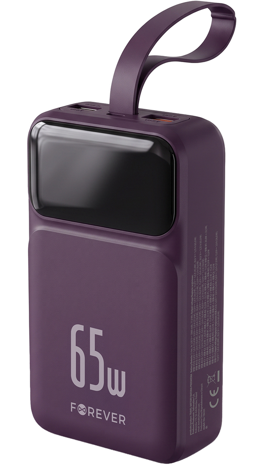 Externe Batterie Forever Vibe-TB65, 20000mAh, 65W, QC + PD, 2 x USB-A - 2 x USB-C, Weinrot