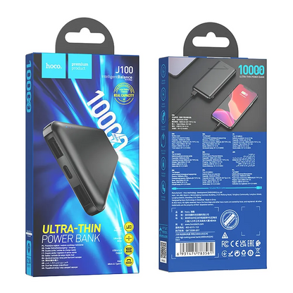 External Battery HOCO J100, 10000mAh, 10W, 2 x USB-A, Black