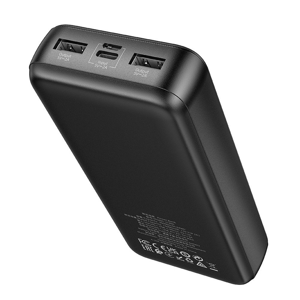 HOCO J128A External Battery, 20000mAh, 10W, 2 x USB-A, Black, Resealed