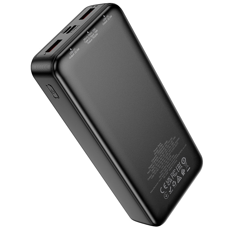 Externe Batterie HOCO J136A, 20000mAh, 22,5W, QC + PD, 1 x USB-C - 2 x USB-A, Schwarz