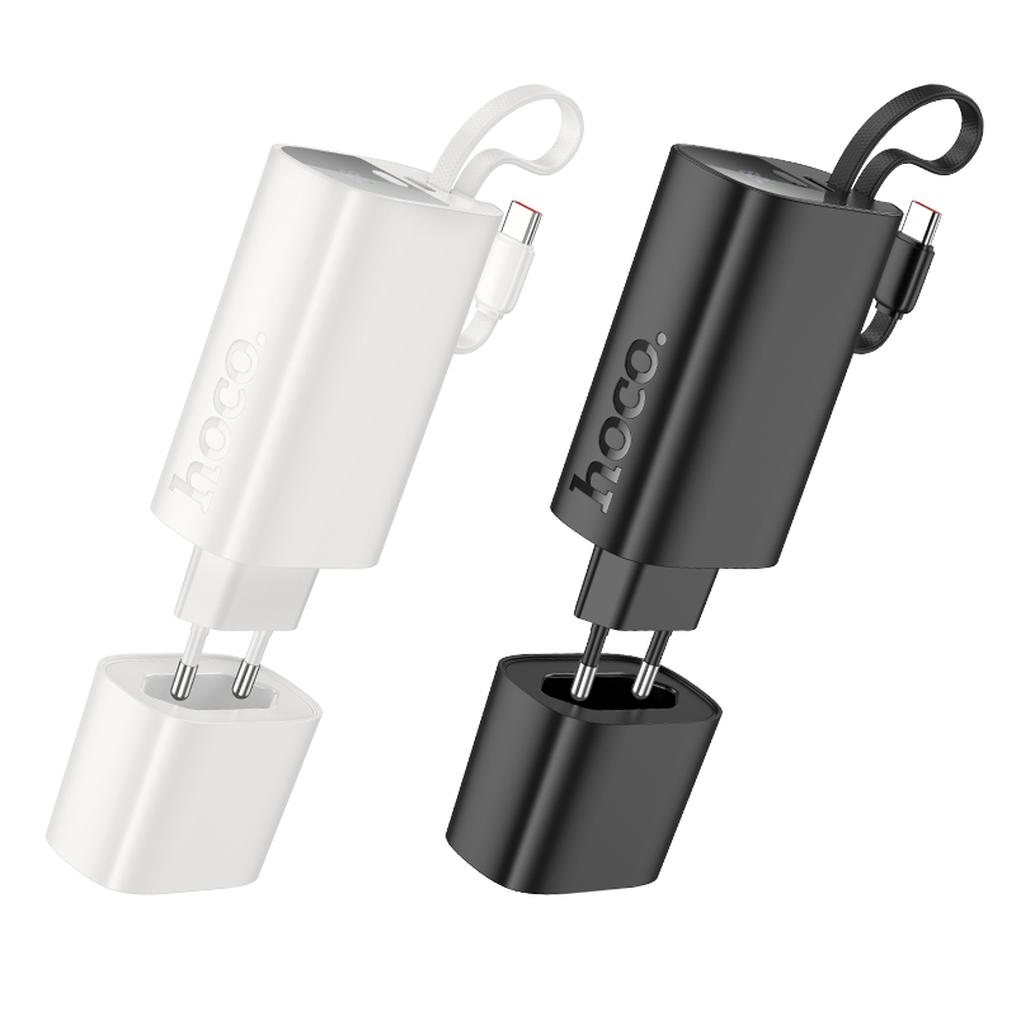 HOCO J148 2-in-1 Powerbank, 5000 mAh, 20 W, PD, 2 × USB-C, Schwarz