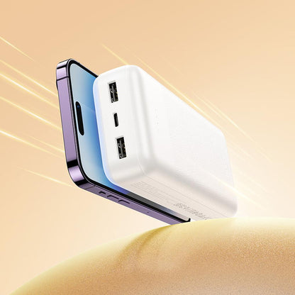 HOCO J163A Powerbank, 20000 mAh, 10 W, 1 x Lightning – 1 x Micro-USB – 1 x USB-C – 2 x USB-A, Weiß