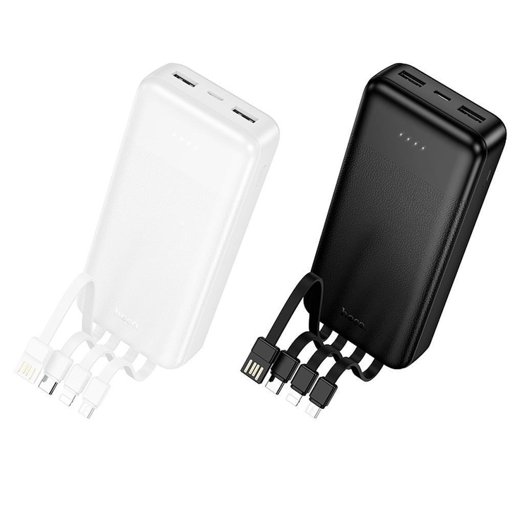 HOCO J163A Powerbank, 20000 mAh, 10 W, 1 x Lightning – 1 x Micro-USB – 1 x USB-C – 2 x USB-A, Weiß