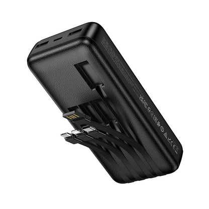 HOCO J163A Powerbank, 20000 mAh, 10 W, 1 x Lightning – 1 x Micro-USB – 1 x USB-C – 2 x USB-A, Schwarz