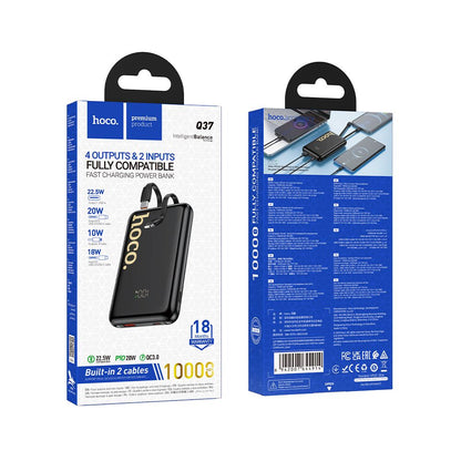 Externe Batterie HOCO Q37, 10000mAh, 22,5W, QC + PD, 1 x Lightning - 1 x USB-A - 2 x USB-C, Schwarz