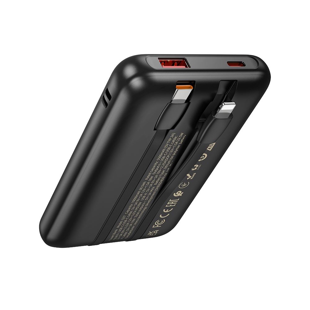 Externe Batterie HOCO Q37, 10000mAh, 22,5W, QC + PD, 1 x Lightning - 1 x USB-A - 2 x USB-C, Schwarz