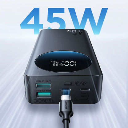 Joyroom JR-PBF02 Pro External Battery, 20000mAh, 45W, QC + PD, 2 x USB-A - 2 x USB-C, Black