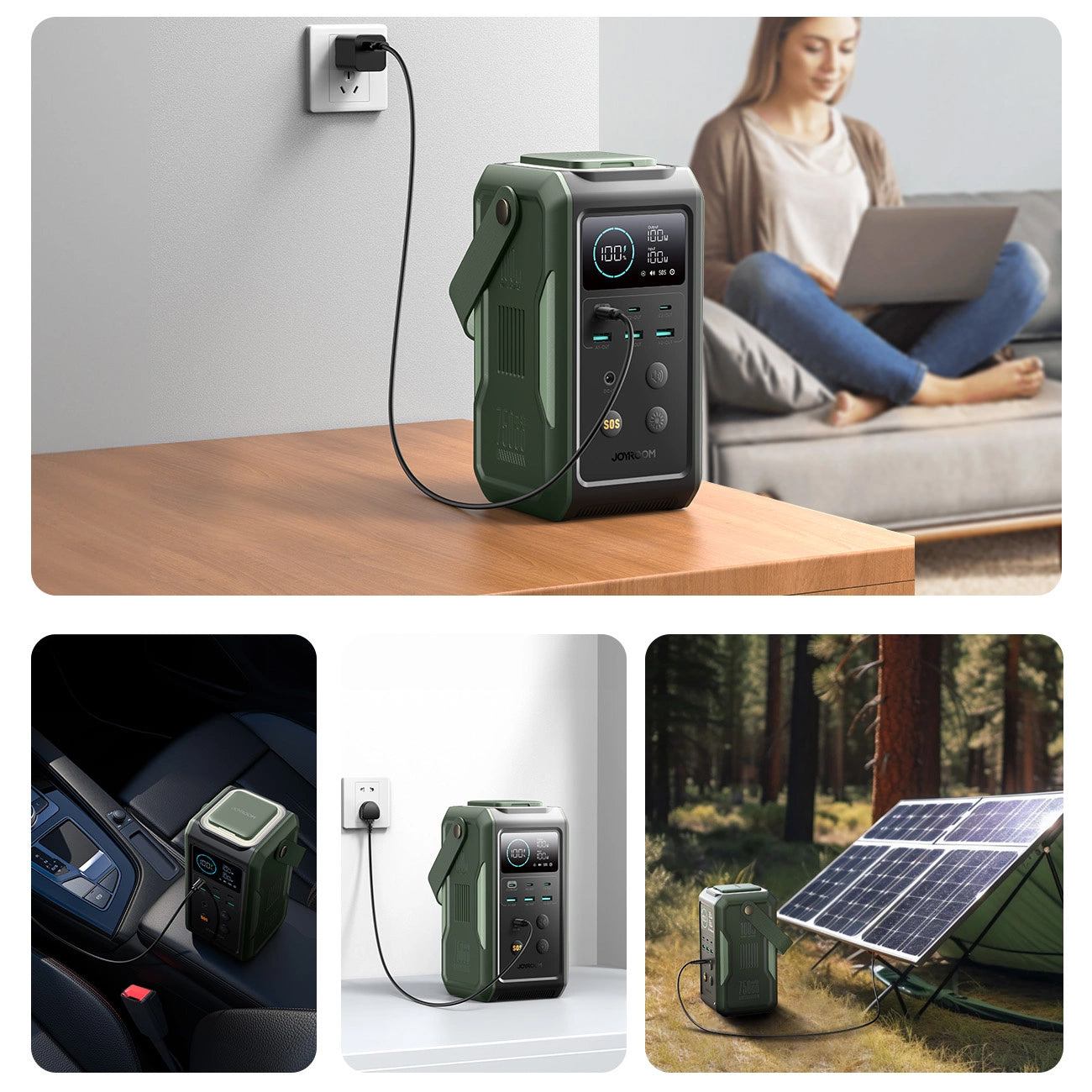 Externe Batterie Joyroom JR-PBF10, 75000mAh, 100W, QC + PD, 3 x USB-A - 3 x USB-C, Grün