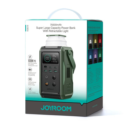 Externe Batterie Joyroom JR-PBF10, 75000mAh, 100W, QC + PD, 3 x USB-A - 3 x USB-C, Grün