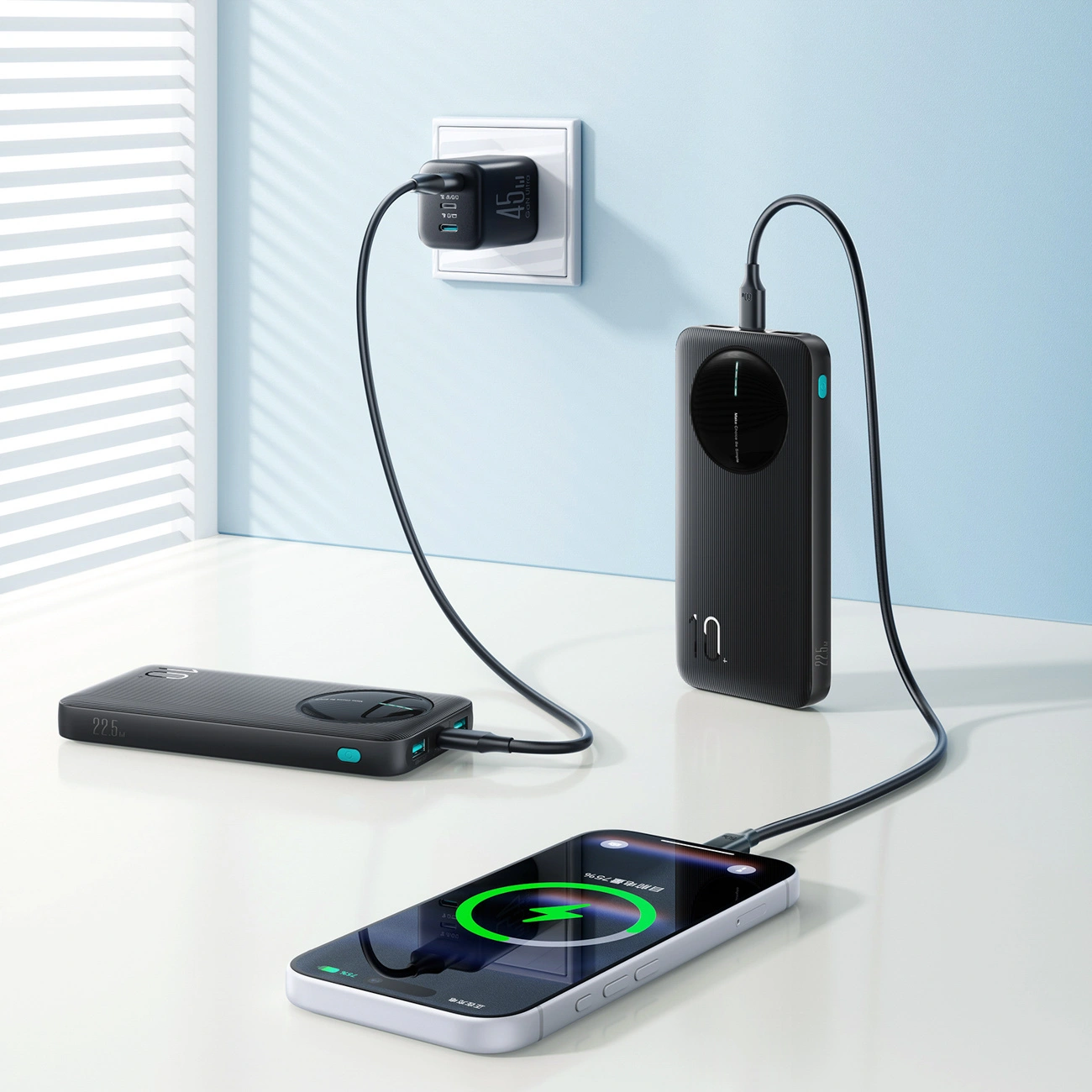 Joyroom JR-PBF12 Pro External Battery, 10000mAh, 22.5W, QC + PD, 1 x USB-C - 2 x USB-A, Black