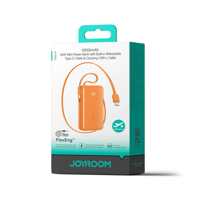 Externe Batterie Joyroom JR-PR2L, 10000mAh, 35W, QC + PD, 1 x Lightning - 2 x USB-C, Orange