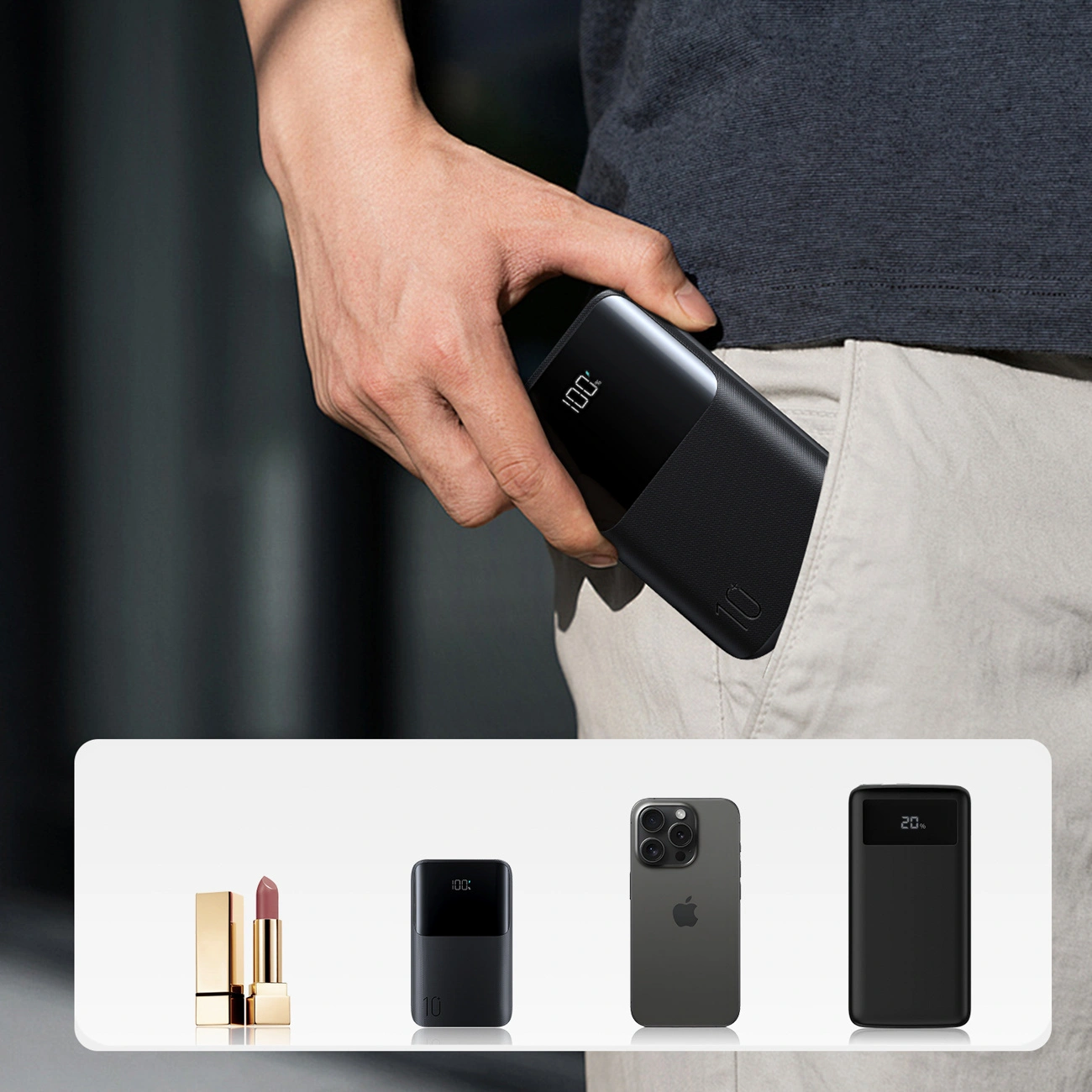 Externer Akku Joyroom JR-QP191, 10000mAh, 22.5W, QC + PD, 1 x USB-A - 2 x USB-C, Schwarz