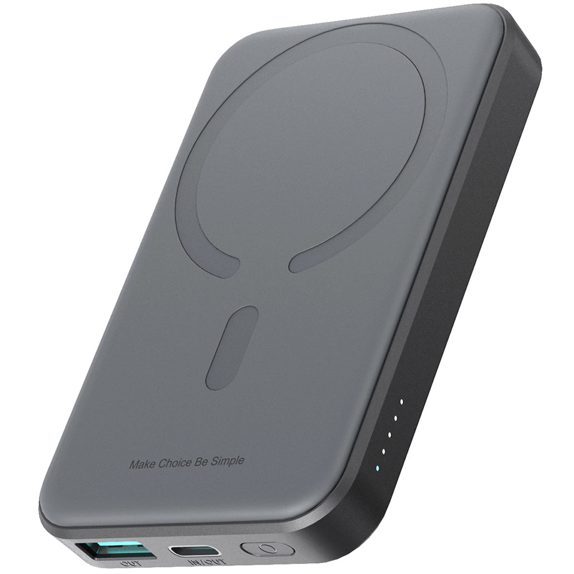 Joyroom JR-W020 MagSafe Externer Akku, 5000 mAh, 20 W, QC + PD + FQI, 1 x QI – 1 x USB-A – 1 x USB-C, Schwarz