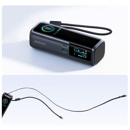 Joyroom PODIX PR70 Powerbank, 25000 mAh, 240 W, QC + PD, 1 x USB-A – 3 x USB-C, Schwarz