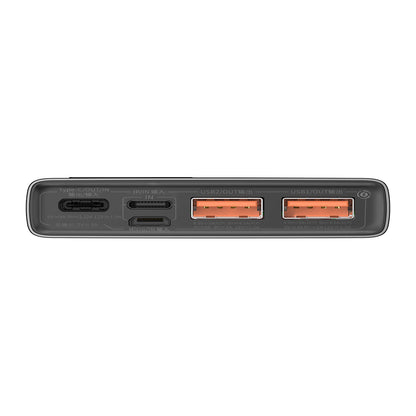 Baseus Adaman Externer Akku, 10000 mAh, 22,5 W, QC + PD, 1 x USB-C – 2 x USB-A, Schwarz